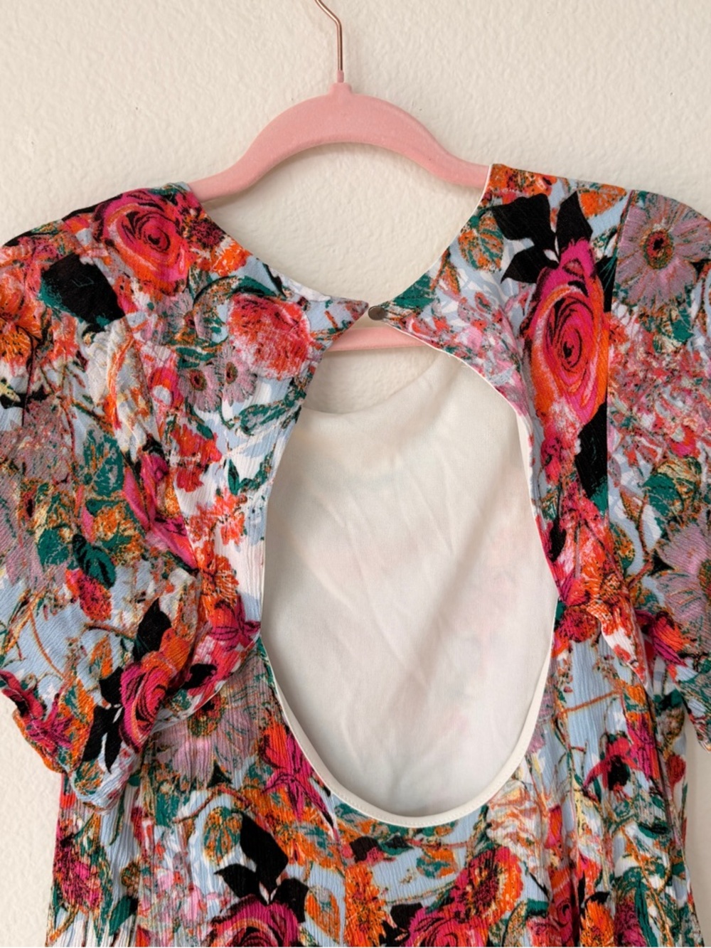 She + Sky Floral Dress Bright Botanical Open Back Boho Fairy Garden Whimsigoth M - Picture 9 of 11
